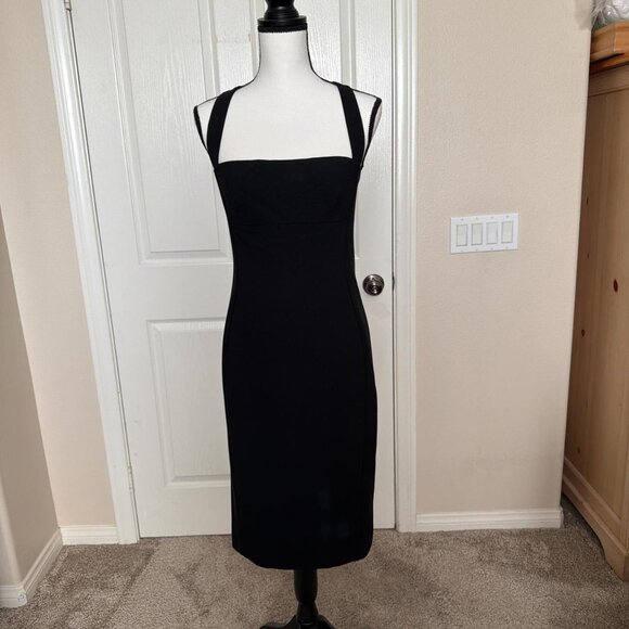 Black Halo Midi Dress Size 6 – Criss-Cross Back, Classic Black - Picture 1 of 3